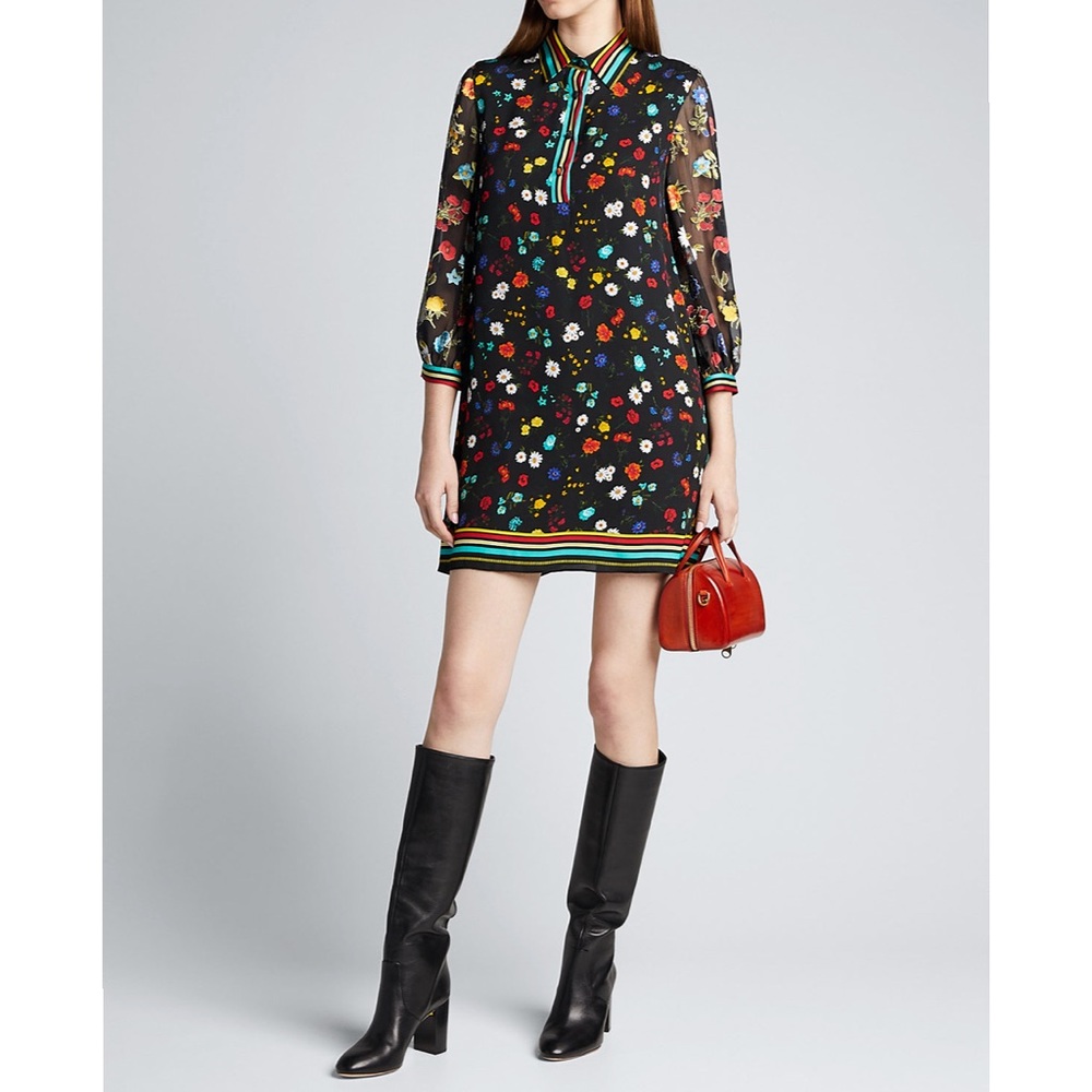Alice + Olivia Lalita Floral Collared Mini Shirt Dress - Picture 5 of 16
